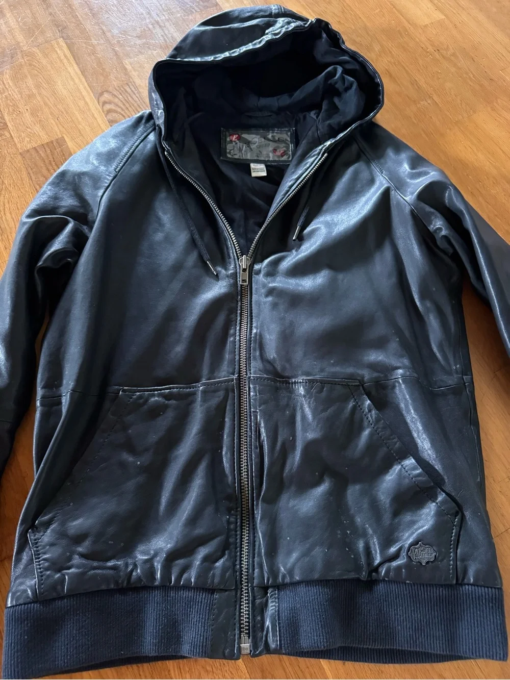 Diesel (Diesel Co. High Speed) hooded leather jacket size xl lamb leather